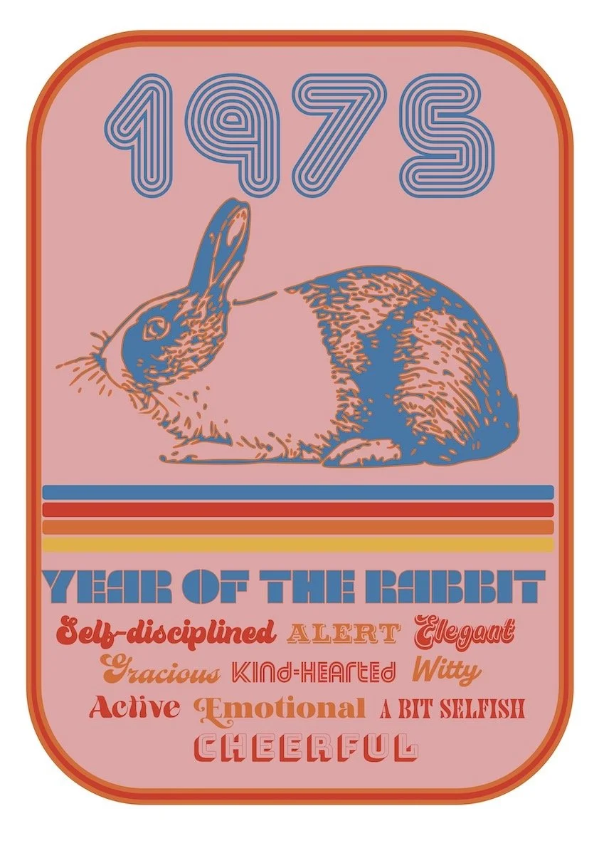 Chinese Zodiac Print for 1975 Year of the Rabbit – Perfect 50th